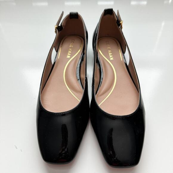 Cole Haan Bria Cutout Black Patent Leather Flats Size 7 Square Toe - Picture 4 of 13
